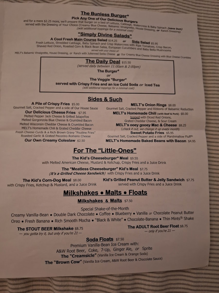 Melt Gourmet Cheeseburgers Menu - Image 3