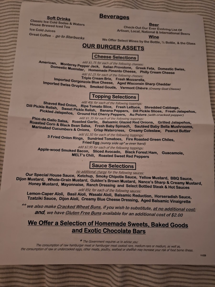 Melt Gourmet Cheeseburgers Menu - Image 4
