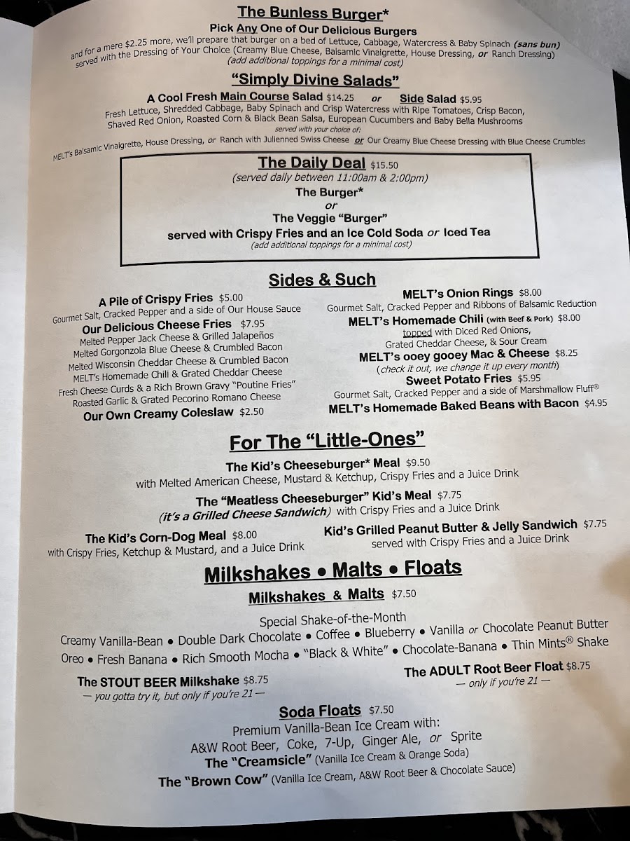 Melt Gourmet Cheeseburgers Menu - Image 5